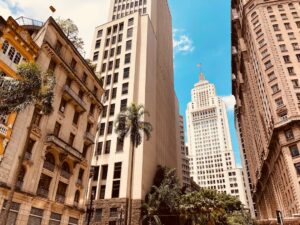 São Paulo downtown skyline with Banespa building and high-rise offices representing real estate law services in the city