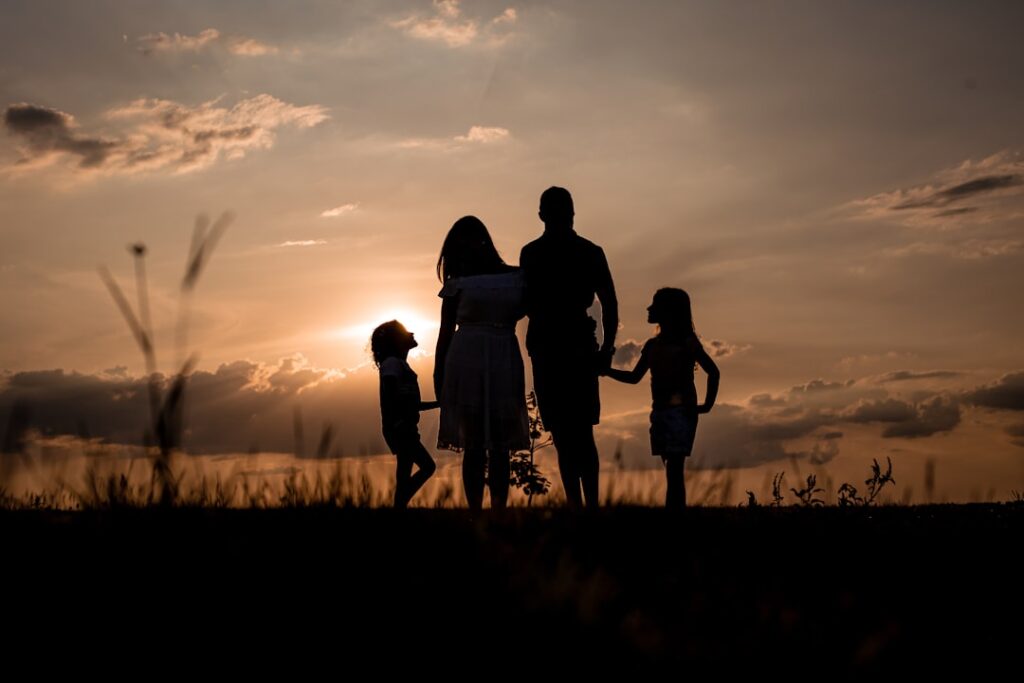 Family silhouette representing family law protection and children's rights